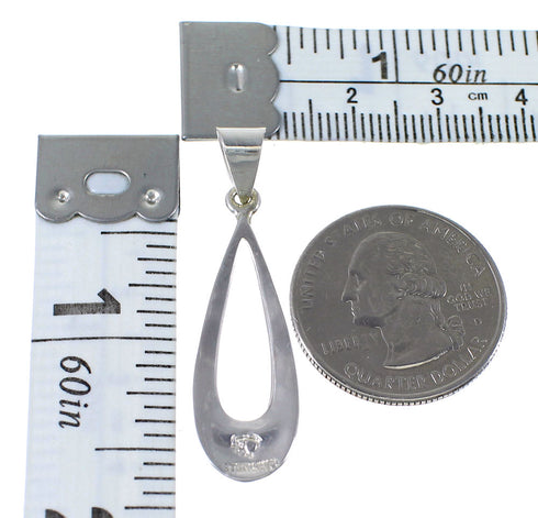 Authentic Sterling Silver Southwestern Turquoise Inlay Slide Pendant AX79179