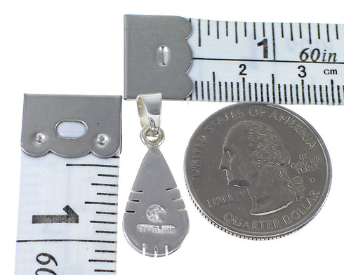 Silver Southwest Turquoise Inlay Tear Drop Slide Pendant AX79184