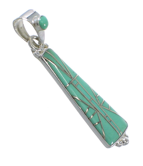 Turquoise Inlay Silver Jewelry Slide Pendant AX79187