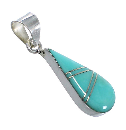 Southwest Turquoise Sterling Silver Tear Drop Pendant AX79188