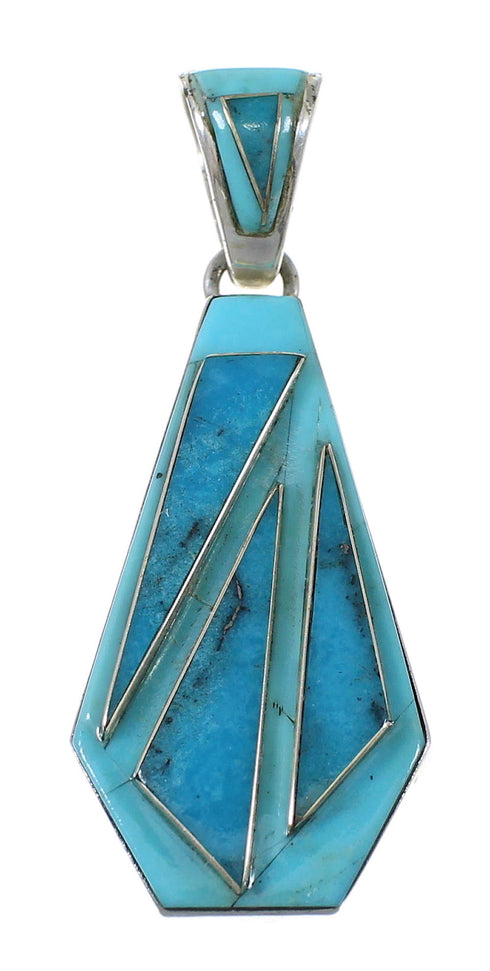 Turquoise Sterling Silver Water Wave Reversible Pendant AX79200