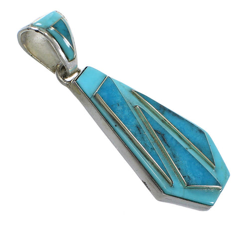 Turquoise Sterling Silver Water Wave Reversible Pendant AX79200