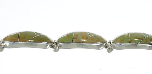 Sterling Silver Turquoise Inlay Southwestern Link Bracelet AX77896