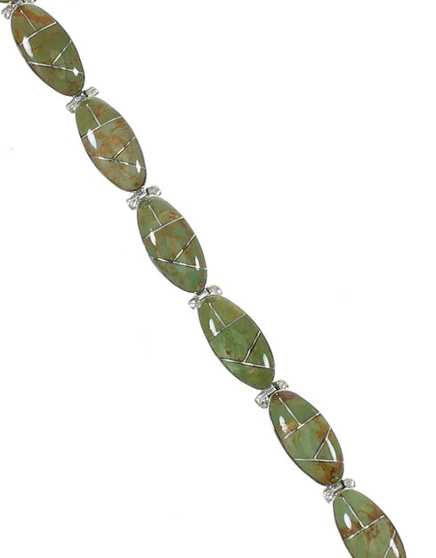 Sterling Silver Turquoise Inlay Southwestern Link Bracelet AX77896