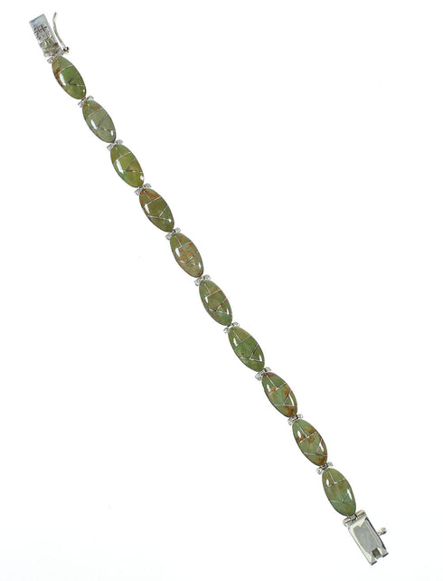 Sterling Silver Turquoise Inlay Southwestern Link Bracelet AX77896