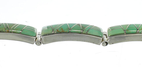 Turquoise Inlay Sterling Silver Jewelry Link Bracelet AX77926