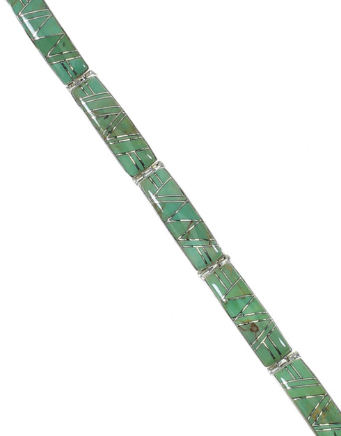 Turquoise Inlay Sterling Silver Jewelry Link Bracelet AX77926