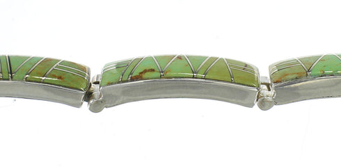 Turquoise Inlay Sterling Silver Southwestern Link Bracelet AX77935
