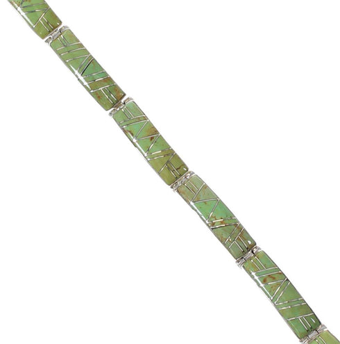 Turquoise Inlay Sterling Silver Southwestern Link Bracelet AX77935