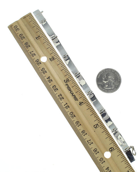 Turquoise Inlay Sterling Silver Southwestern Link Bracelet AX77935