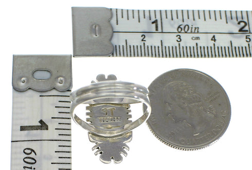 Sterling Silver Southwestern Turquoise Inlay Ring Size 7-1/4 QX75591