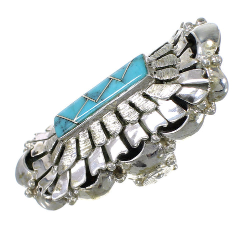 Turquoise Inlay Sterling Silver Southwestern Ring Size 5-1/2 QX75648