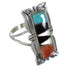 Authentic Sterling Silver Southwestern Multicolor Inlay Ring Size 7-3/4 QX75608