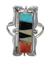Authentic Sterling Silver Southwestern Multicolor Inlay Ring Size 7-3/4 QX75608