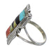 Authentic Sterling Silver Southwestern Multicolor Inlay Ring Size 7-3/4 QX75608