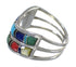 Multicolor Inlay Sterling Silver Southwest Ring Size 5-1/4 QX75622