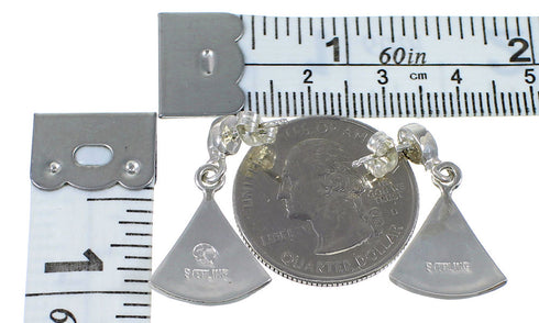 Turquoise Inlay Silver Post Dangle Earrings UX75919