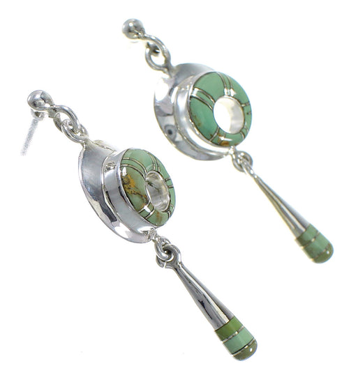 Authentic Sterling Silver Turquoise Inlay Post Dangle Earrings UX75947