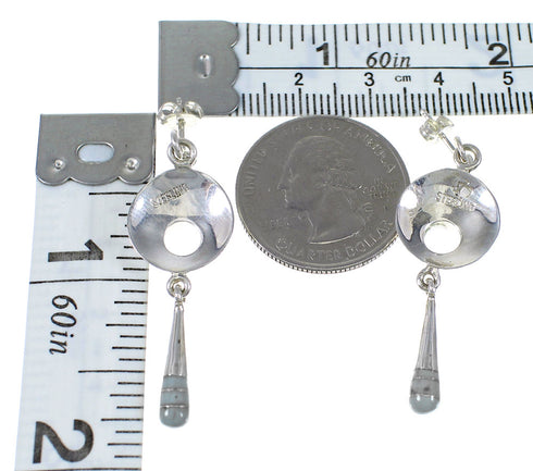 Authentic Sterling Silver Turquoise Inlay Post Dangle Earrings UX75947