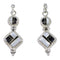 Southwestern Sterling Silver Jet And Mother Of Pearl Post Dangle Earrings QX75467