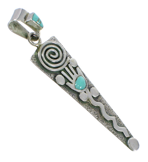 Southwestern Turquoise Silver Water Wave Hand Pendant QX76943