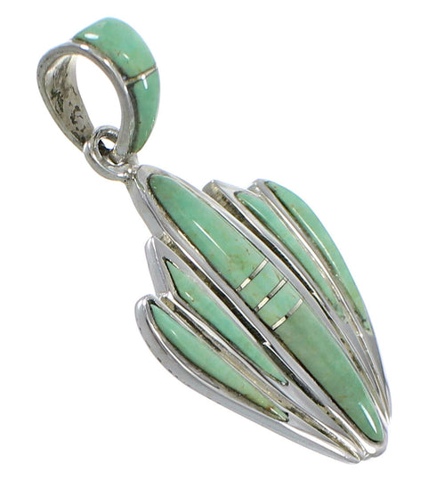 Turquoise Inlay Genuine Sterling Silver Southwest Pendant QX77105