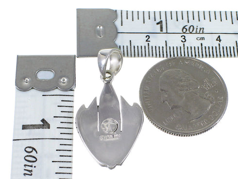 Turquoise Inlay Genuine Sterling Silver Southwest Pendant QX77105