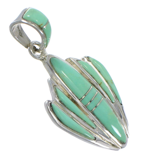 Turquoise Inlay Genuine Sterling Silver Southwestern Pendant QX77106