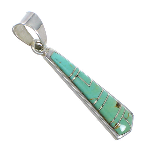 Genuine Sterling Silver And Turquoise Inlay Pendant RX77075
