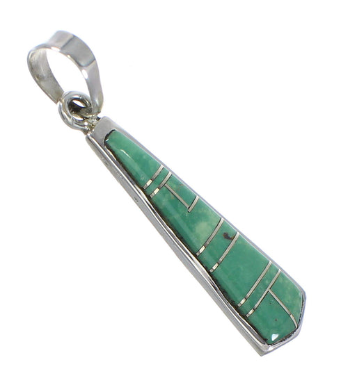 Southwest Turquoise Inlay Genuine Sterling Silver Pendant RX77095
