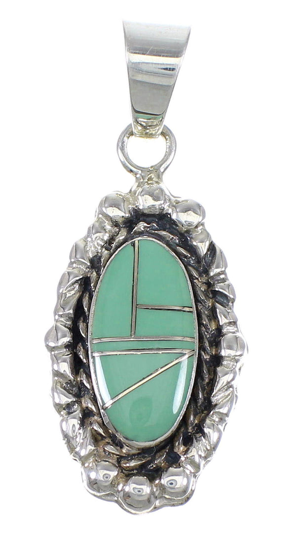 Turquoise Genuine Sterling Silver Southwest Pendant QX77122