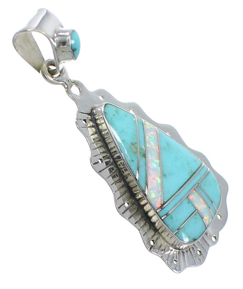 Turquoise Opal Silver Southwest Pendant AX76489