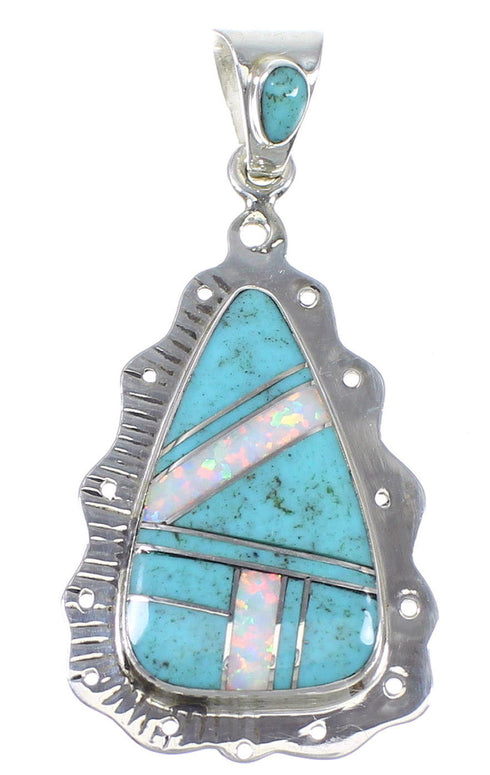 Turquoise Opal Silver Southwestern Pendant AX76490