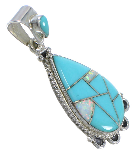 Southwestern Turquoise Opal Inlay Sterling Silver Pendant AX76499