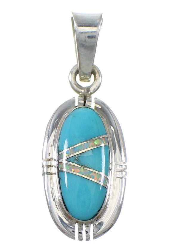 Sterling Silver Turquoise Opal Southwestern Pendant AX76563
