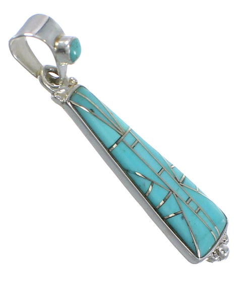 Sterling Silver Southwest Turquoise Inlay Pendant QX77366