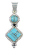 Authentic Sterling Silver Southwest Turquoise Inlay Pendant QX77380