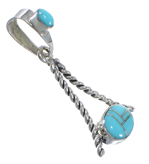 Southwestern Sterling Silver Turquoise Inlay Pendant QX77400