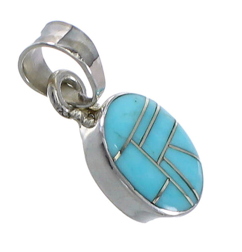 Southwest Authentic Sterling Silver Turquoise Inlay Pendant QX77402