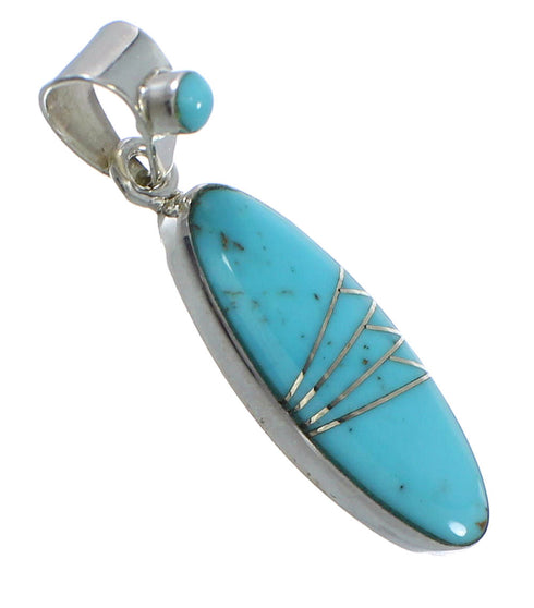 Turquoise Inlay Sterling Silver Southwestern Pendant QX77426