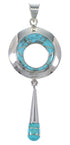 Turquoise Inlay Authentic Sterling Silver Southwestern Pendant QX77438