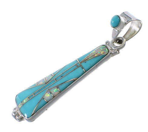 Sterling Silver Turquoise And Opal Southwestern Pendant UX75639