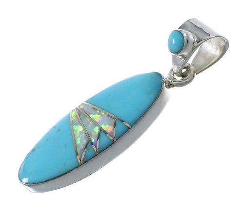 Sterling Silver Turquoise And Opal Inlay Southwest Pendant UX75652