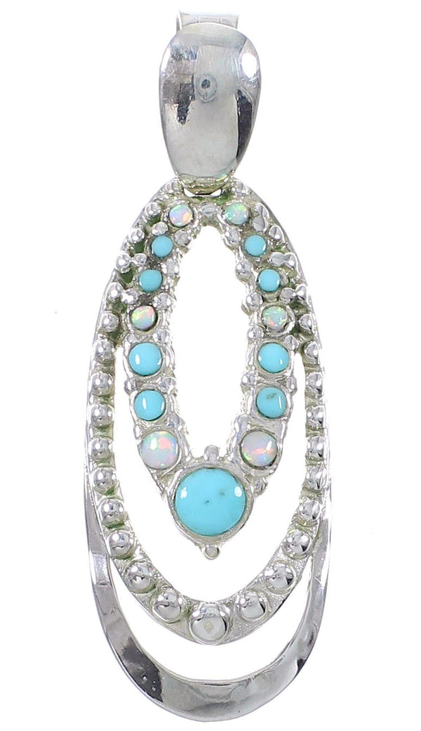 Sterling Silver Southwestern Turquoise And Opal Pendant UX75666