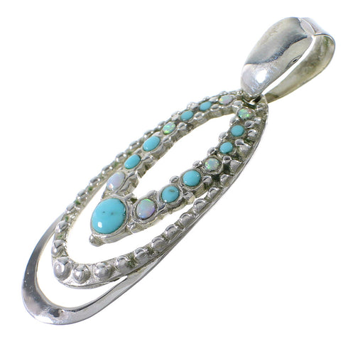 Sterling Silver Southwestern Turquoise And Opal Pendant UX75666