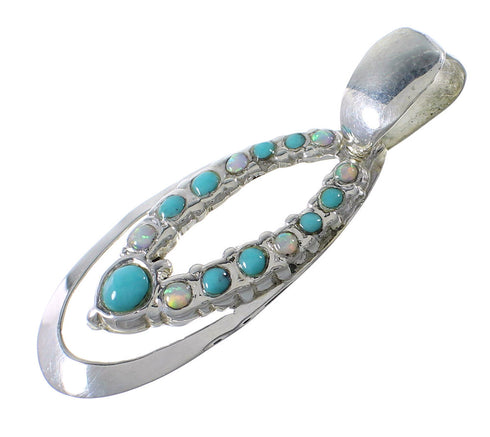 Genuine Sterling Silver Turquoise And Opal Pendant UX75667