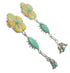 Turquoise And Yellow Mother Of Pearl Flower Silver Southwest Post Dangle Earrings WX76327