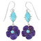 Southwest Turquoise And Magenta Turquoise Flower Silver Hook Dangle Earrings WX76332