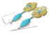 Southwestern Yellow Mother Of Pearl And Turquoise Flower Silver Hook Dangle Earrings WX76380