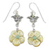 Sterling Silver Turquoise And Yellow Mother Of Pearl Flower Southwest Hook Dangle Earrings WX76394